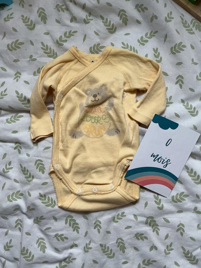 body manches longues jaune absorba ouverture devant 0 mois - photo numéro 2