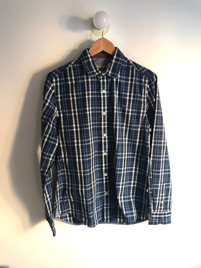Chemise à carreaux bleu et noir homme Napapijri taille M
