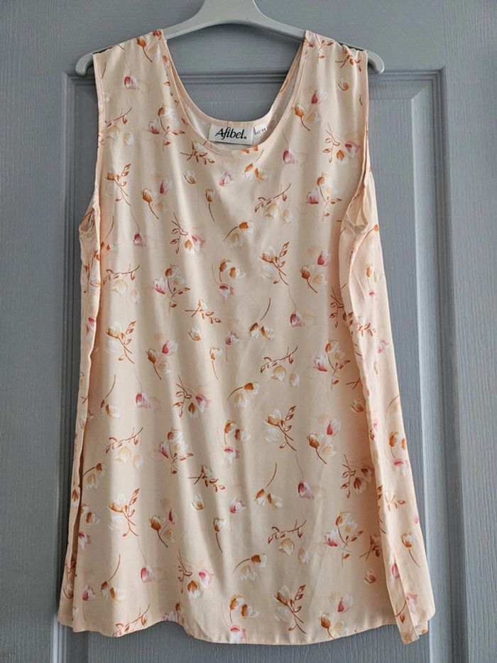 Blouse débardeur fleurie femme - Taille 42 / 44 - Afibel - Beige