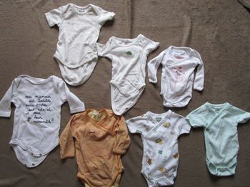 lot de 7 body bodies bébé 1 - 3 mois - Bio vert baudet catimini kiabi