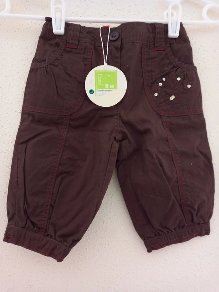Pantalon fille marron avec motifs Taille : 2 ans