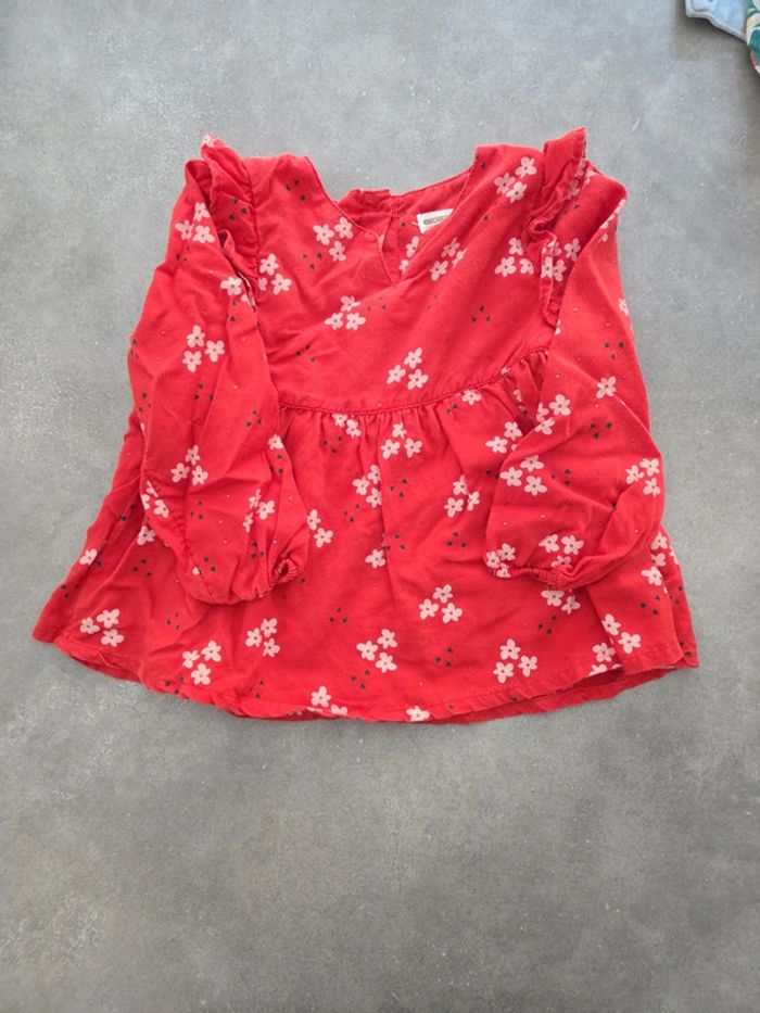 Blouse fille manche longue rouge motifs T3ans TBE orchestra