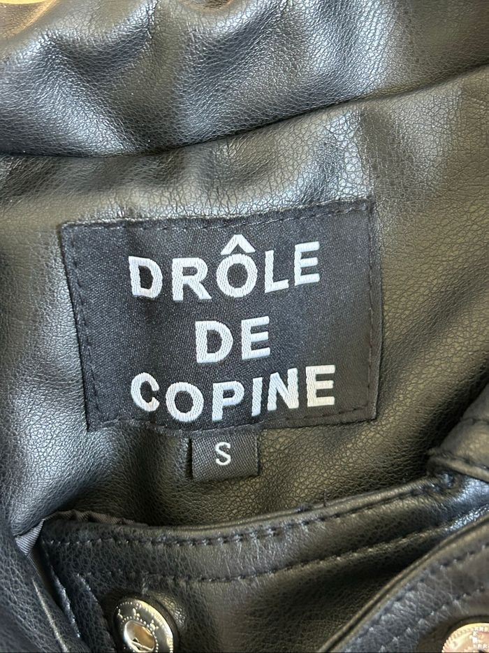 Perfecto noir en simili cuir Drôle de Copine taille S jamais porté - photo numéro 9