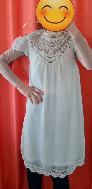 Tunique / Robe fluide col brodé – Taille 46 – Légère & élégante
