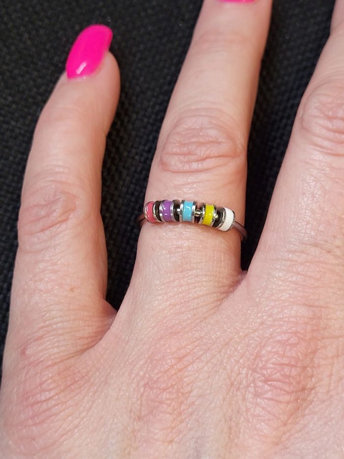 Bague acier inoxydable versicolore neuve ajustable - photo numéro 4