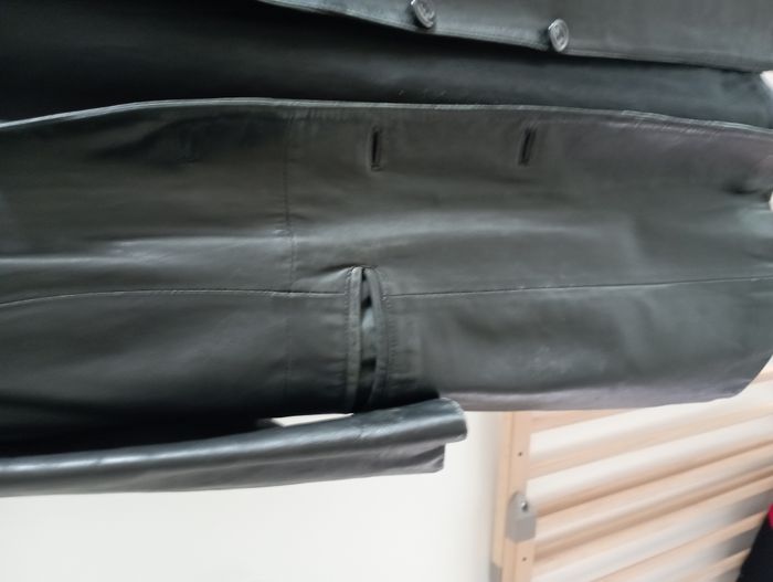 Manteau vintage en cuir véritable noir 100% agneau - photo numéro 3