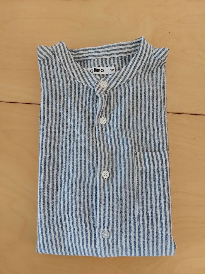 Chemise rayée manches longues et col mao 12 ans - photo numéro 5
