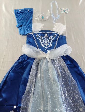 Déguisement robe princesse bleu marine et accessoires 5ans