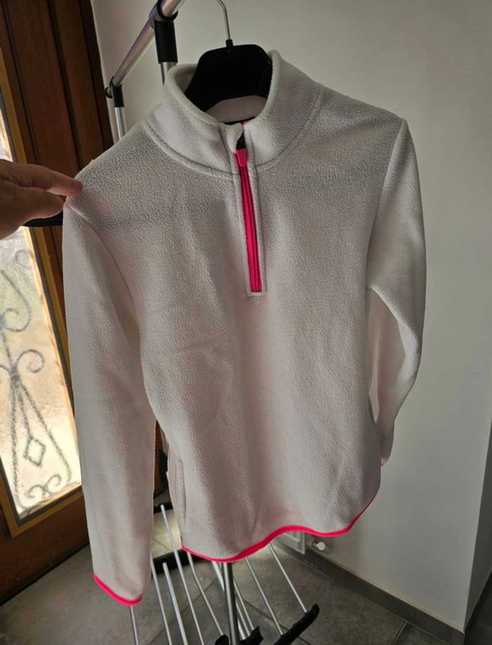 Pull polaire zip blanc/ rose fille 10 ans - photo numéro 7