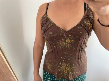 Débardeur femme marron fleur
