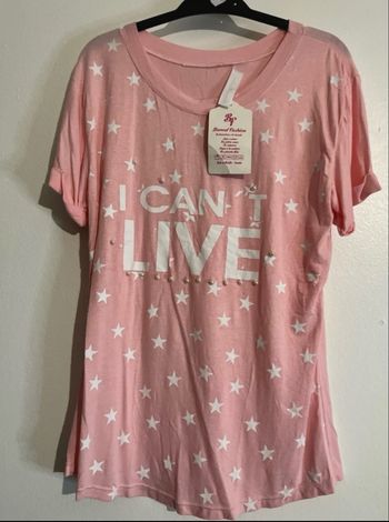 T-shirt rose, motif étoile et perles, taille S/M 