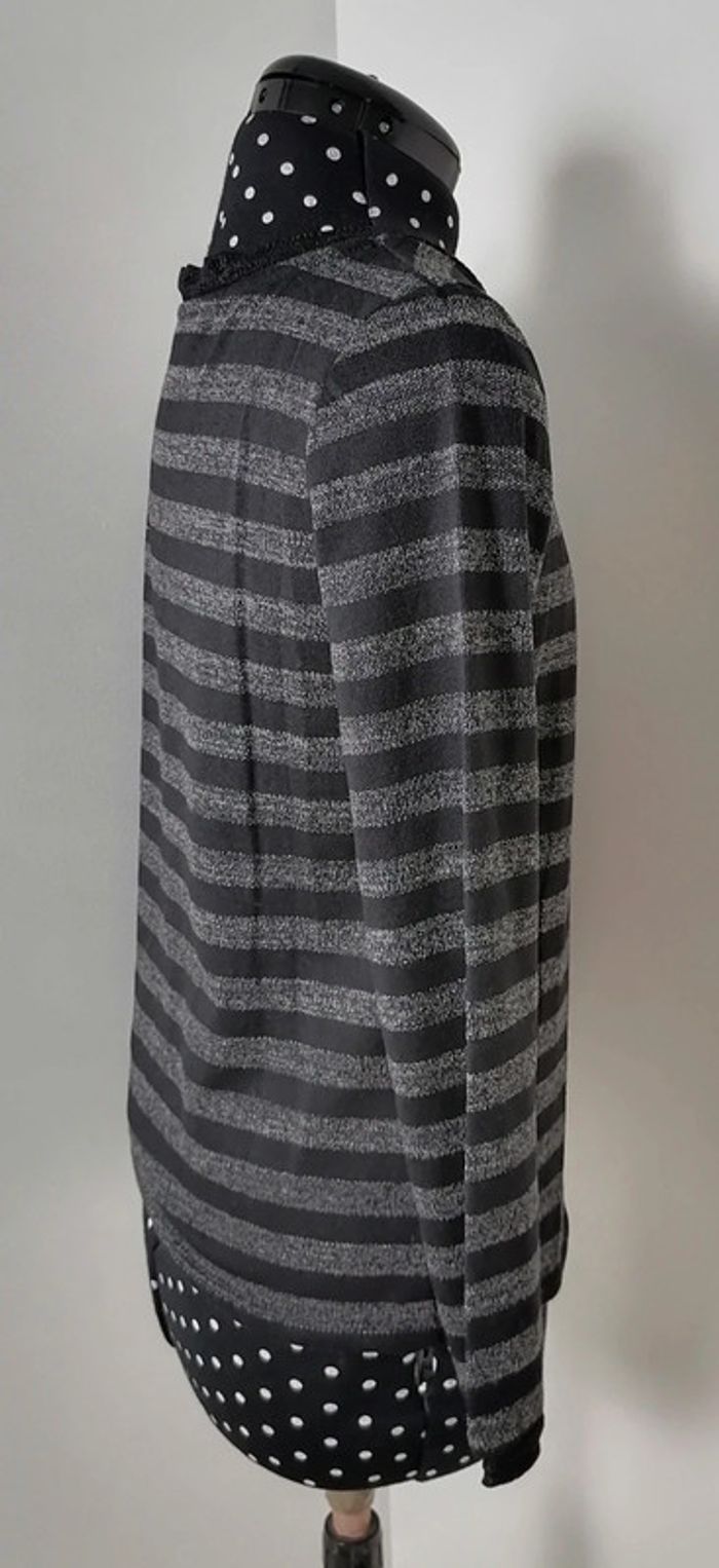 Pull léger rayures noir gris Taille S It Hippie - photo numéro 4