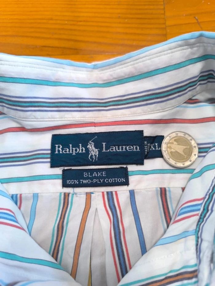 Chemise à rayures - Ralph Lauren - Blake - Logo brodé marine - Blanc, rouge, bleu - Taille XL - photo numéro 8
