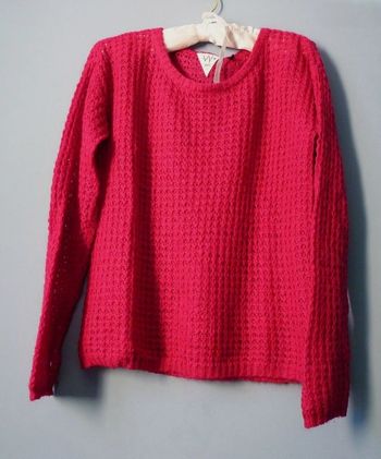 Pull Fille IKKS 12 ans laine mohair maille douce fuschia TBE