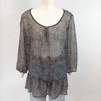 Blouse manches longues Leopard transparente - Jacqueline Riu T46 Ouverte goutte au dos A1534