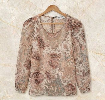 Blouse top fluide naf naf leonie c1 a motifs cachemire 38