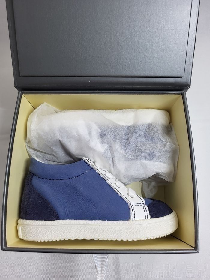 Basket garçon en cuir bleu Point 19 Made in France 🇨🇵 - photo numéro 2