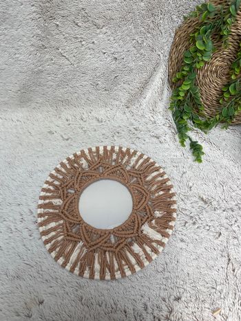 Miroir rond en macramé bohème - La boutique bohème 