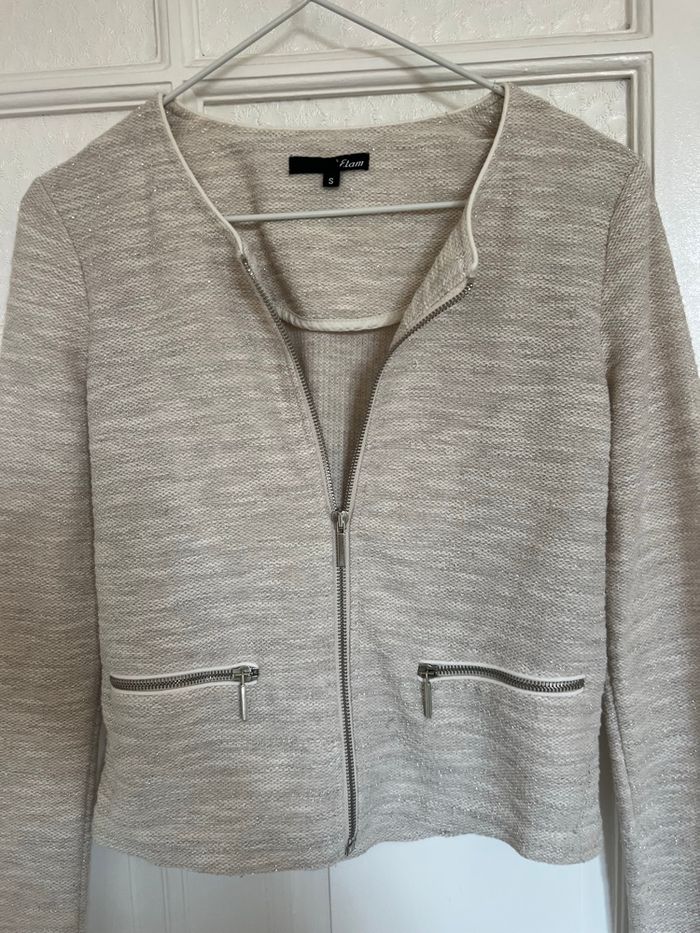 Veste courte beige etam taille S - photo numéro 2