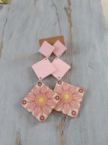 Boucles d'oreilles géométrique roses