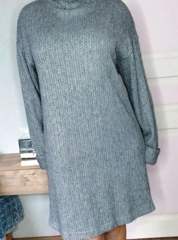 Robe ample  mi-longue  chaude  -  Grise  -  Tressée - Mango -  S  -  Neuf  Étiquette