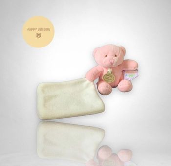 Peluche Doudou Ours rose avec mouchoir blanc Doudou et compagnie A193