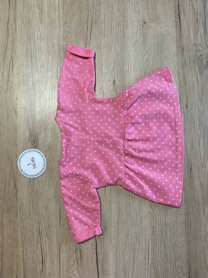 Robe manche longue rose bonbon hiver avec son gilet bébé fille 3 mois Boîte à Malices - photo numéro 4