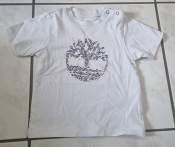 timberland t‑shirt bébé blanc arbre imprimé taille 12 mois