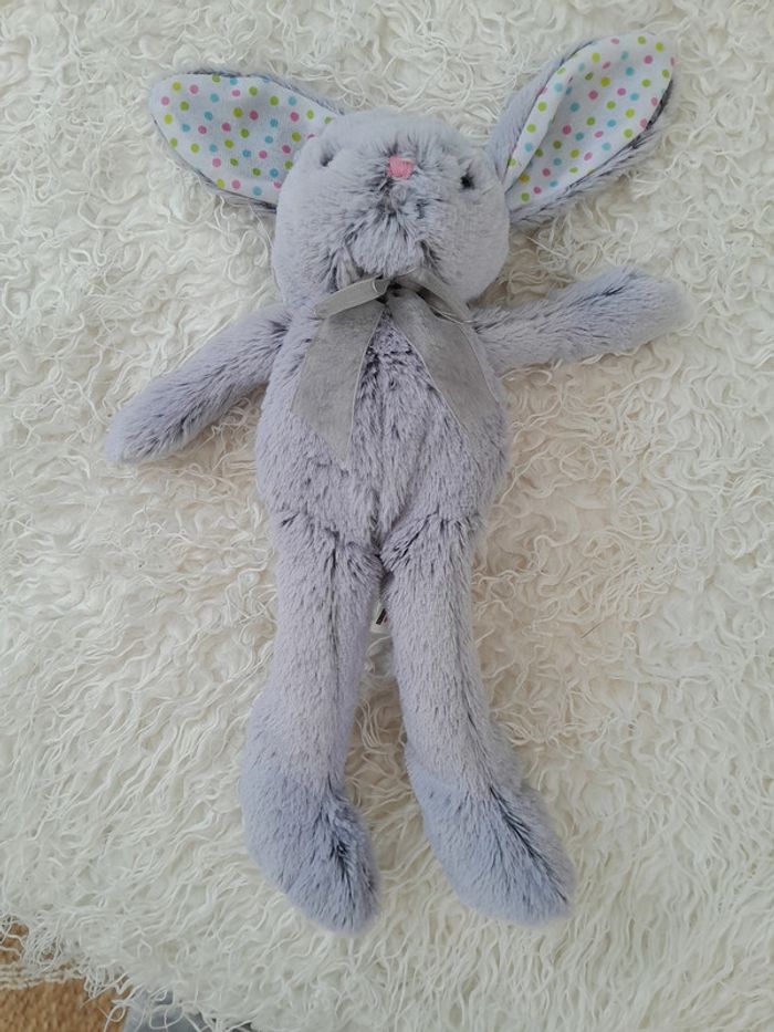 Doudou, peluche, Lapin, 35cm, couleur gris bleuté