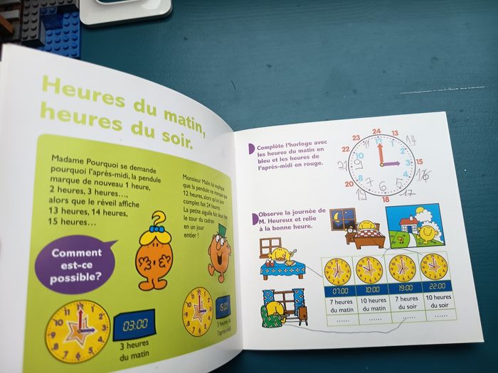 Livre d'apprentissage enfant J'apprends à lire l'heure avec Monsieur Madame - photo numéro 4