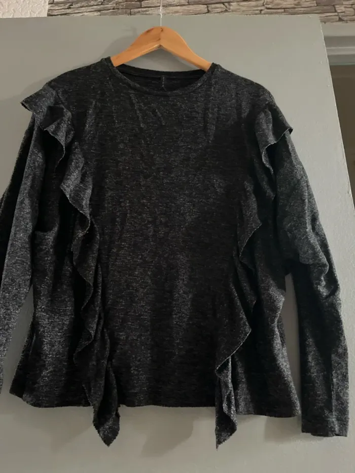 Pull noir chine basics en S - photo numéro 2