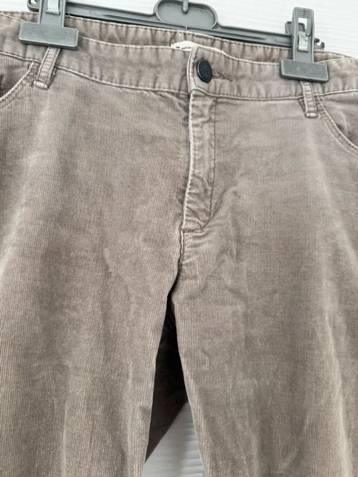 Pantalon slim skinny droit en velours beige gris clair - photo numéro 3