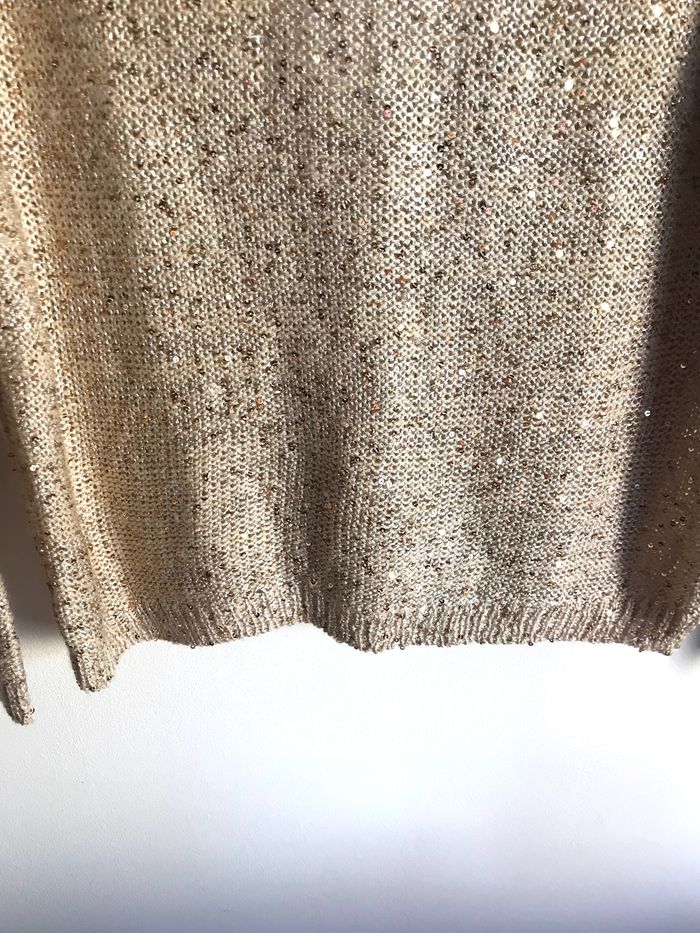 Pull beige à sequins et ouverture dans le dos taille unique - photo numéro 3