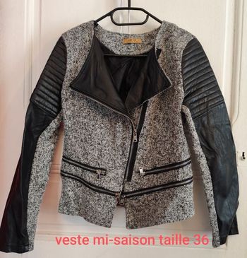 Veste tweed et skaï