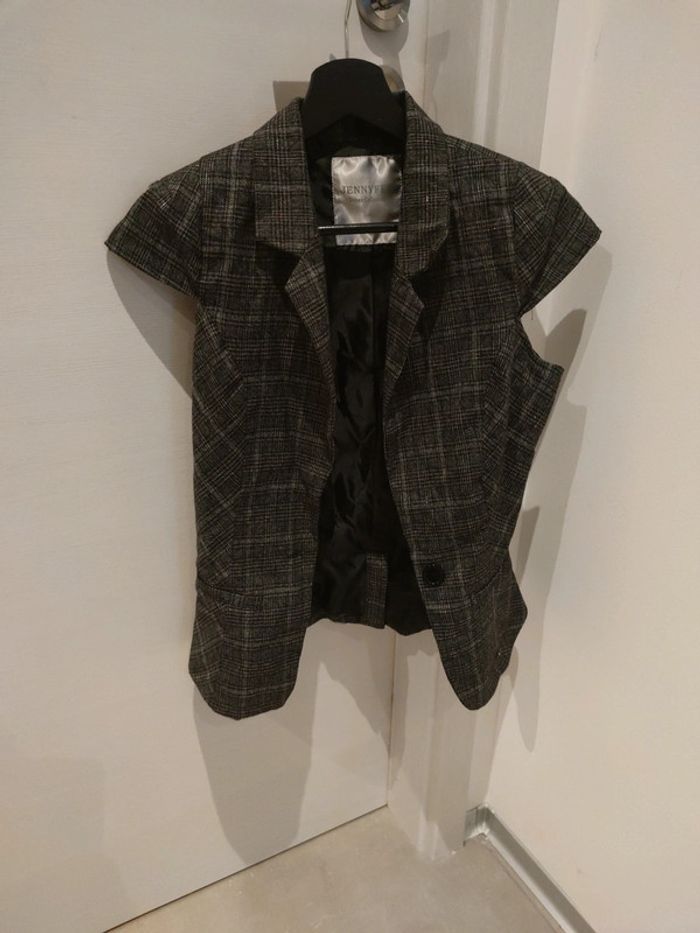 Veste blazer sans manche gris foncé