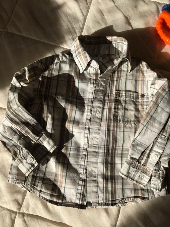 Chemise carreaux kaki