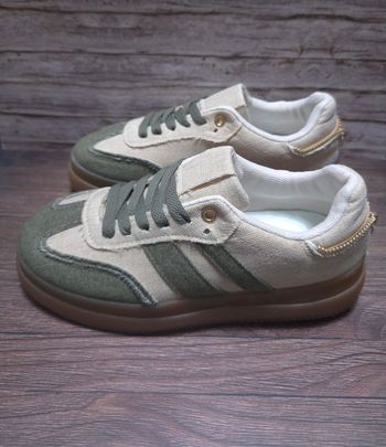 Baskets en toile Kaki et Beige - Style Rétro - Neuves - Taille 41