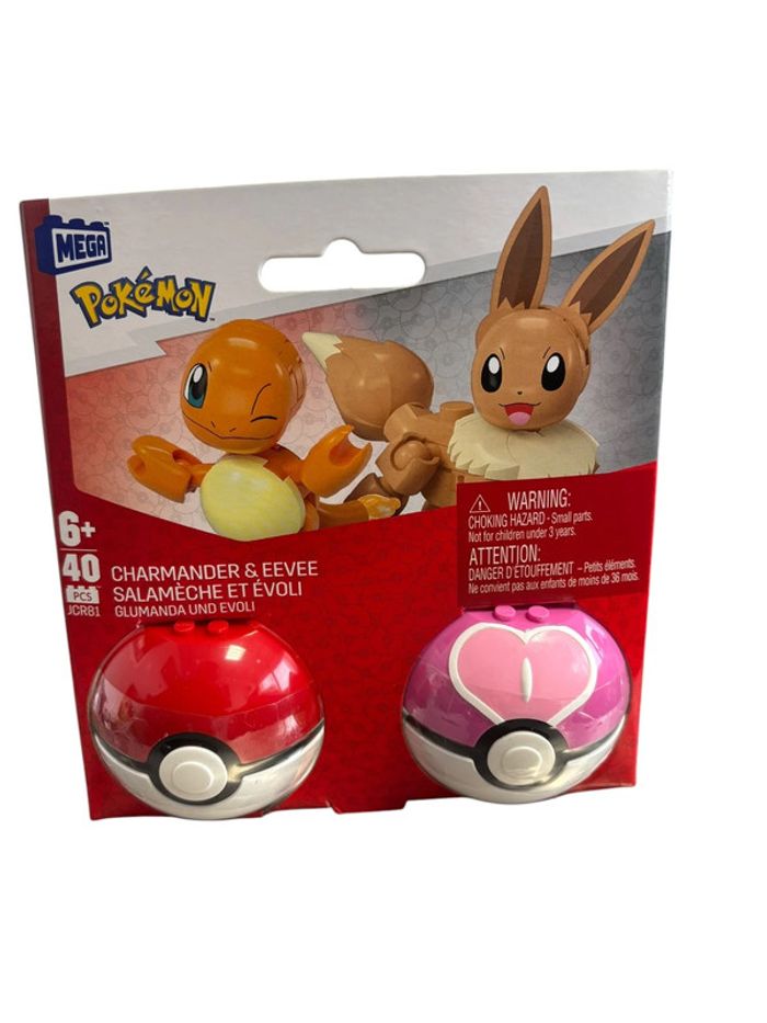 Mega Construx Pokémon Pokeball Salameche et Évoli 40 pièces Mattel neuf