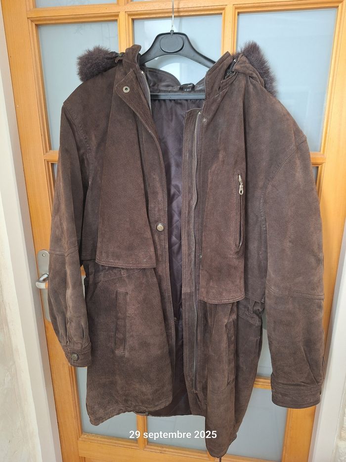 Veste cuir marron