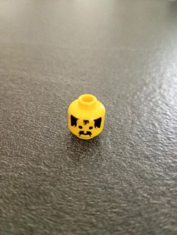 Minifigure,head standard grin with black bushy moustache a.