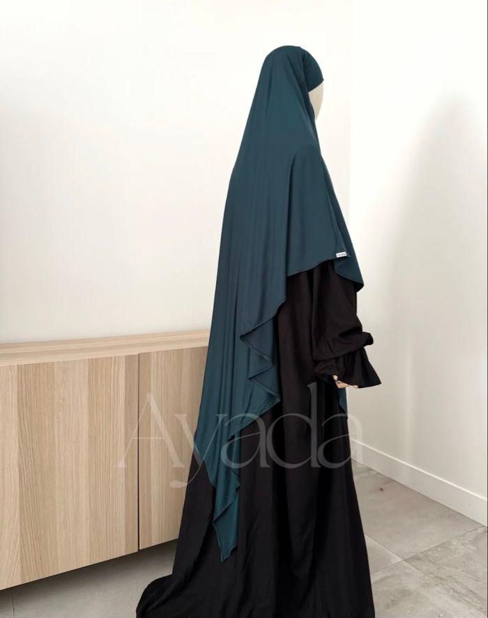 Maxi Khimar Jersey Premium Long Pointu émeraude