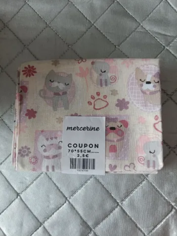 Coupon coton chat ton crème rosé