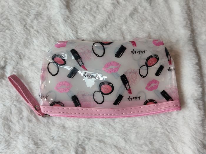 Trousse transparente Make Up rose – maquillage voyage 19x10 cm - photo numéro 5