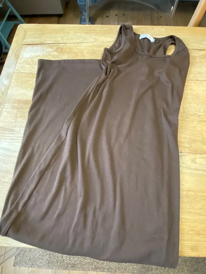 Robe longue tube marron