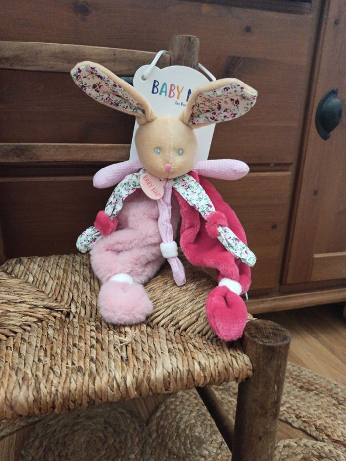 Doudou lapin rose baby nat neuf - photo numéro 2