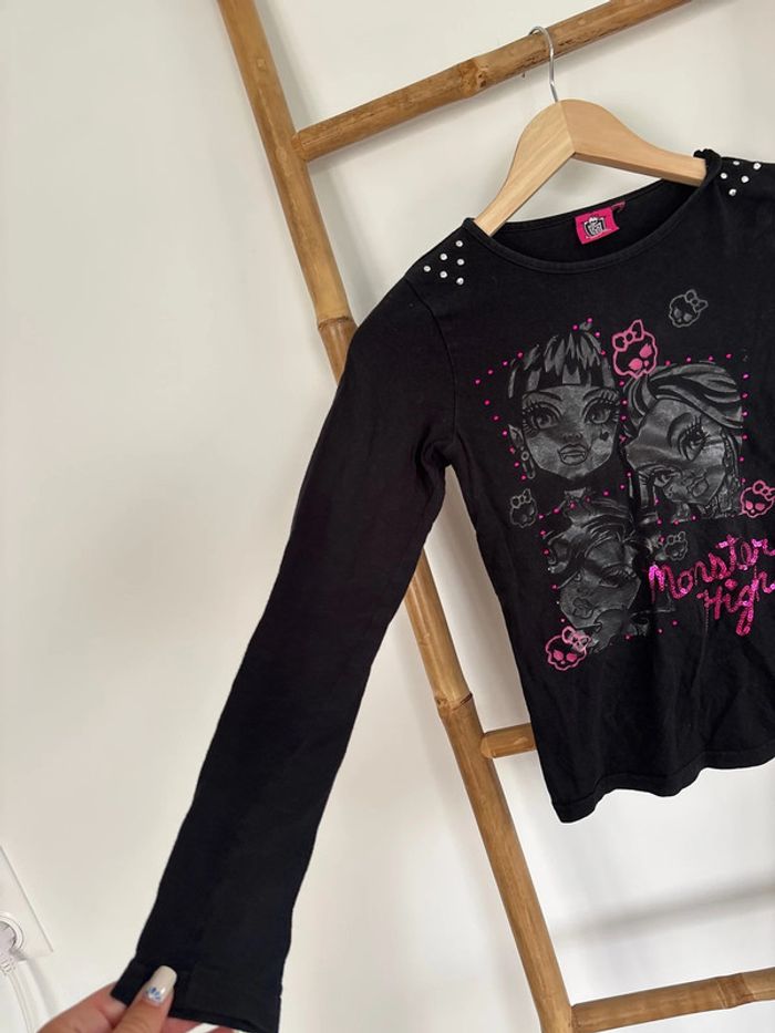 t-shirt noir à manches longues monster high taille 12 ans - photo numéro 6
