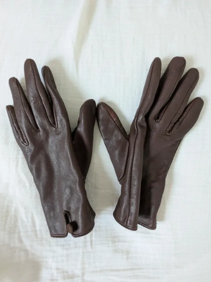 Gants simili cuir marron/chocolat
