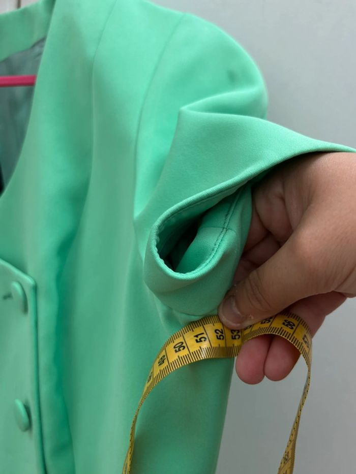 Ensemble tailleur veste et jupe année 70 80 taille 42 vert - faust bel air - photo numéro 14