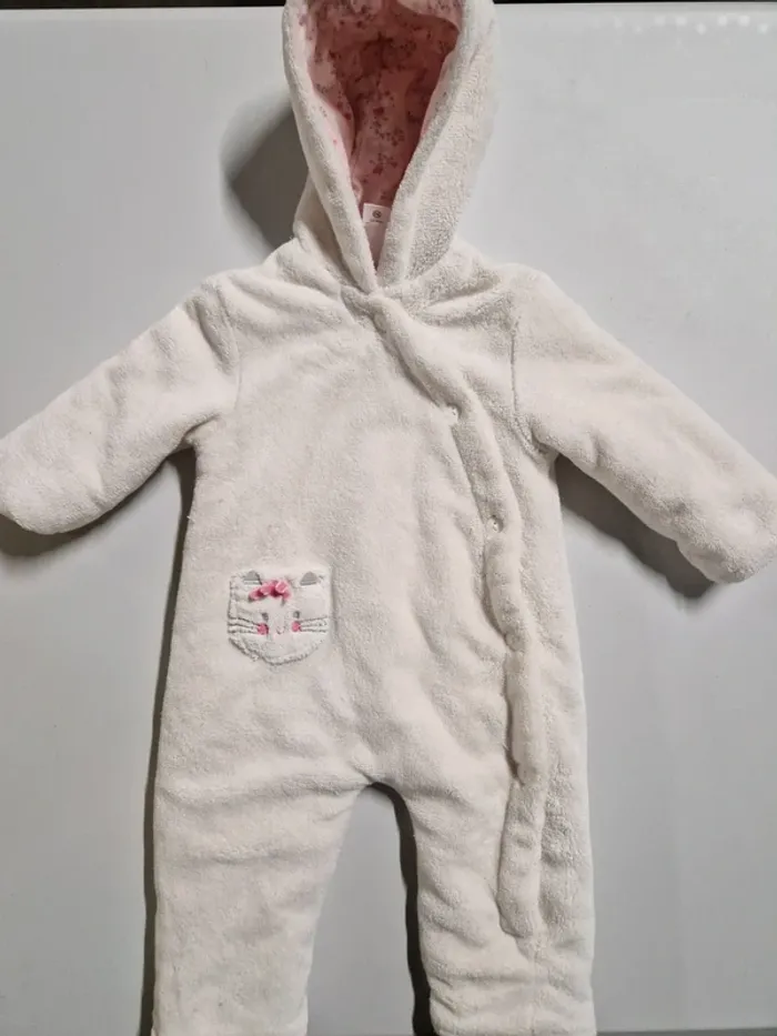 Combi bébé fille hiver C&A blanc cassé rose tout doux 68 cm