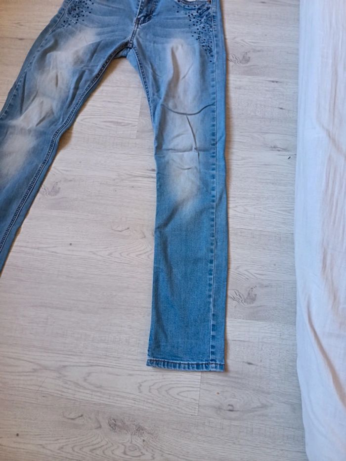 Jeans 36 S femme pantalon mychristy tbe perles strass - photo numéro 3